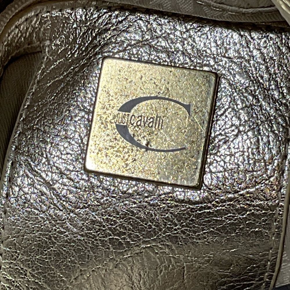 Roberto Cavalier Just Cavali Vintage Metallic Logo Tote Shoulder Bag - Picture 13 of 14